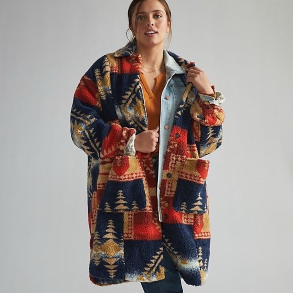 ISO - Anthropologie x Pilcro fuzzy sherpa duster coat - NOT FOR SALE